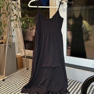 10Tree Black Organic Cotton + Modal Midi Dress